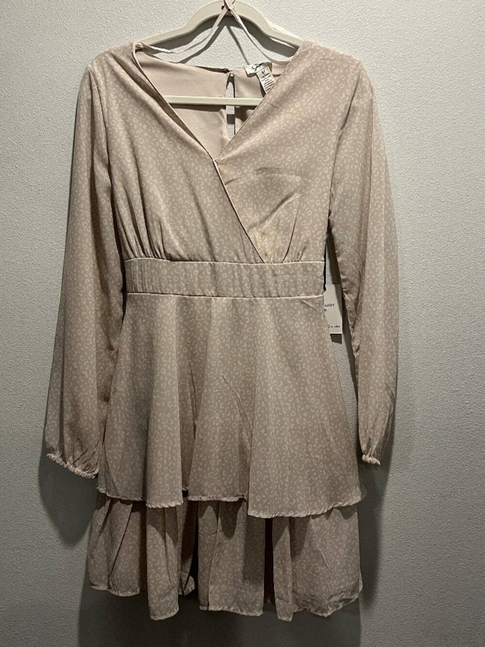 Cream Leopard Print Wrap Dress | Size Medium